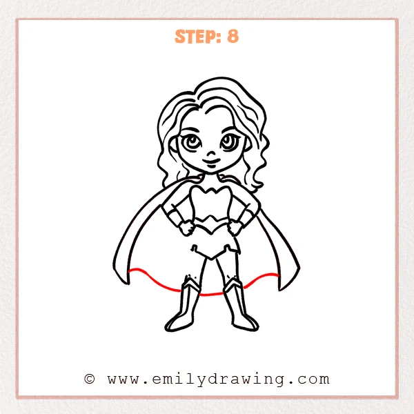 how to draw a wonder woman - Step 8